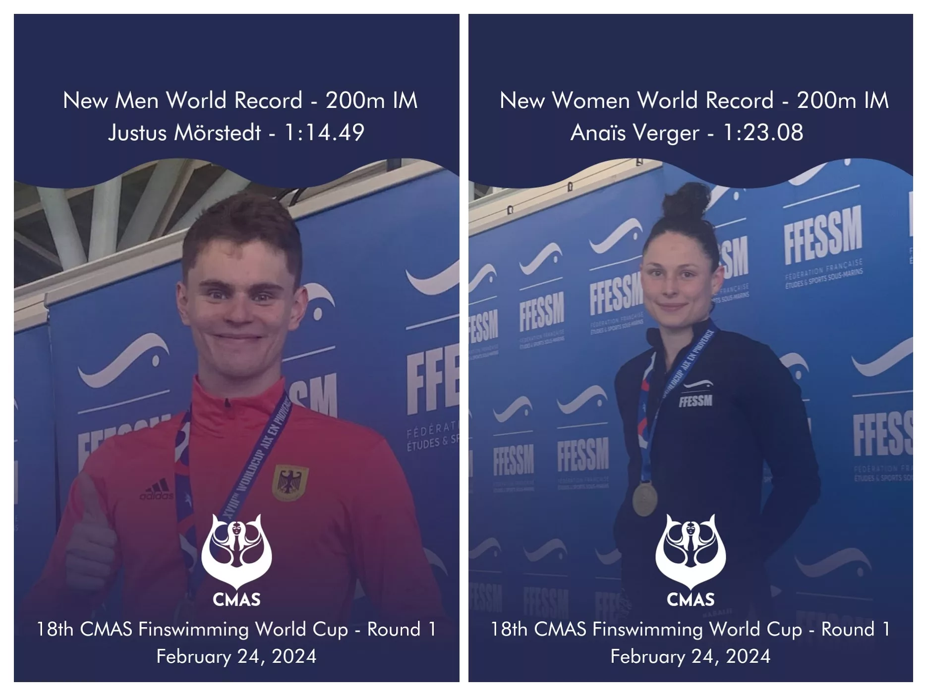 200 imm 2 New World Records at the CMAS Finswimming World Cup Round 1