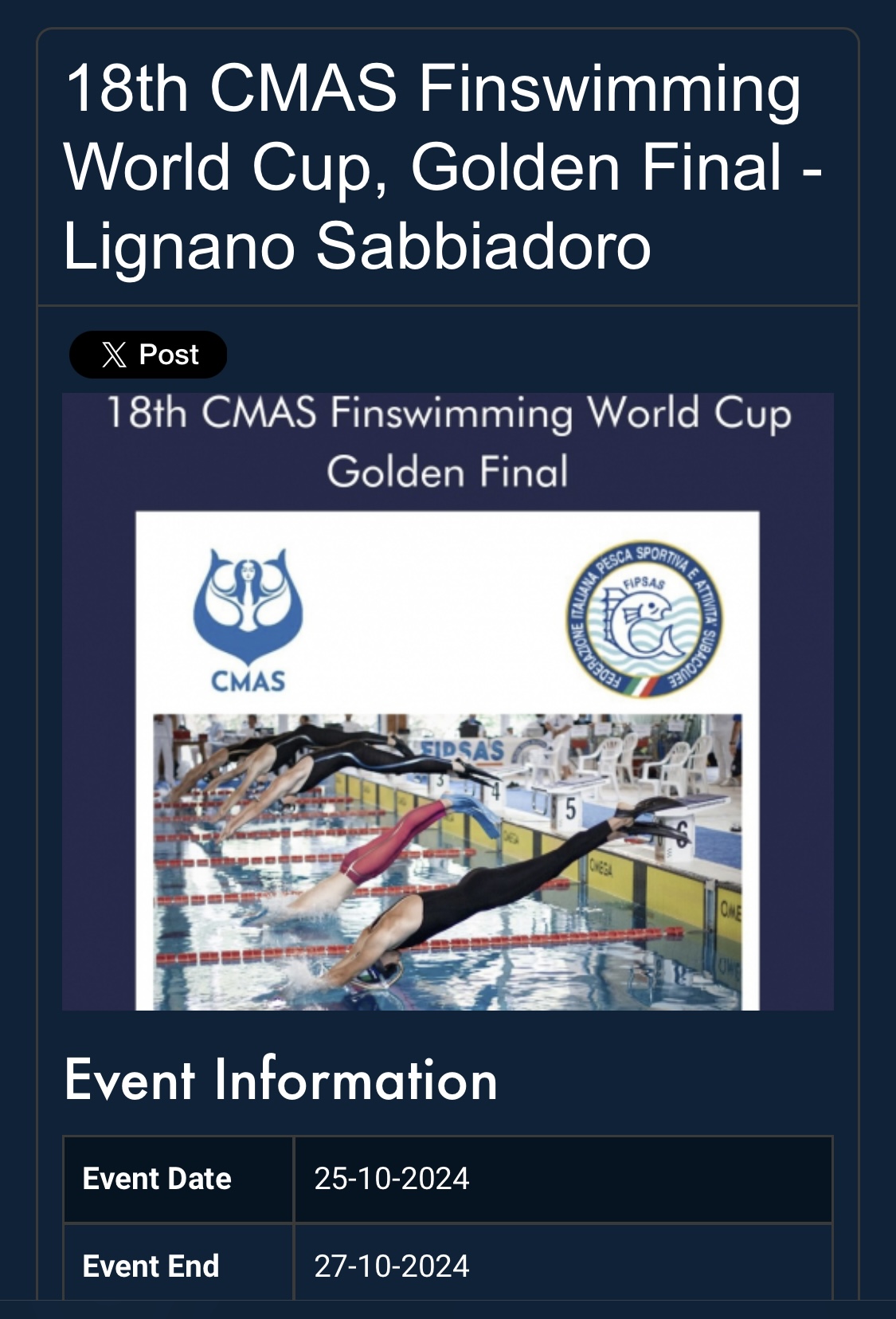 CMAS Finswimming World Cup 2024 Golden Final Lignano Sabbiadoro